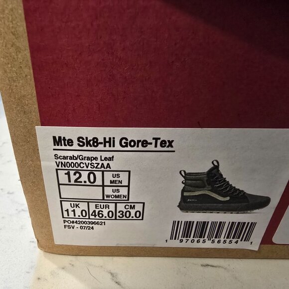 Vans MTE Sk8-Hi GORE-TEX Insulated Shoe Scarab/Grape Mens Size 12 Hiking Boot - Picture 9 of 9